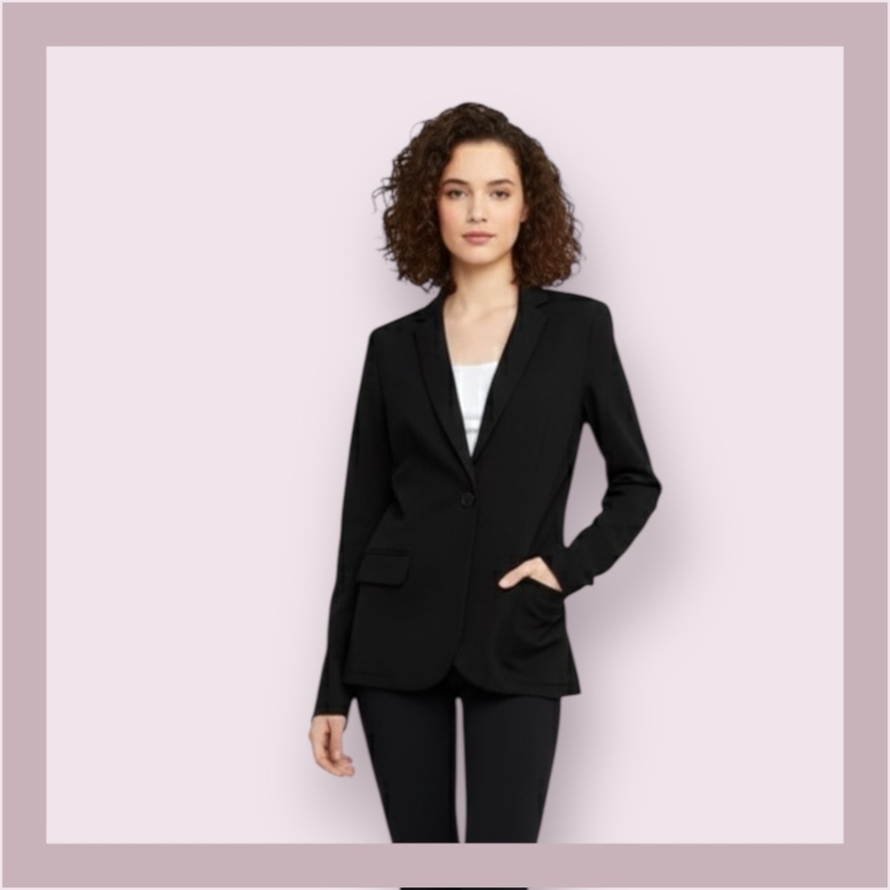 M Magaschoni Black Notch Collar Long Sleeve Blazer